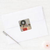 Rijkelijk gekleurd kerststal display ontwerp vierkante sticker (Envelop)