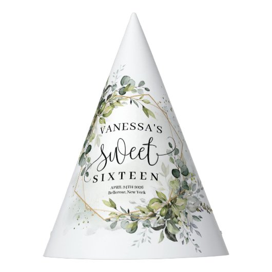 Rijkelijk groen gebladerte goud lijst zoet 16e feesthoedjes (Voorkant)