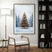 Rijkelijk Versierde Kerstboom in Winter Poster