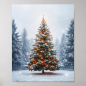 Rijkelijk Versierde Kerstboom in Winter Poster (Voorkant)