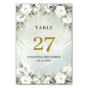 Rijkelijk waterverf groen en wit tafelnummer