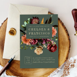 Rijkheid van het Groene Beerkleurige Floral Weddin Kaart