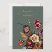 Rijkheid van het Groene Beerkleurige Floral Weddin Kaart (Achterkant)