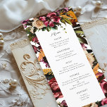 Rijkheid van het Lentkleurige Floral Wedding Menu<br><div class="desc">Pas alle tekst aan; de naam van Bruid en bruidegom staat op de achterkant. Pas verder aan om de vorm achter de tekst en achtergrondkleur achter de bloemen te veranderen</div>