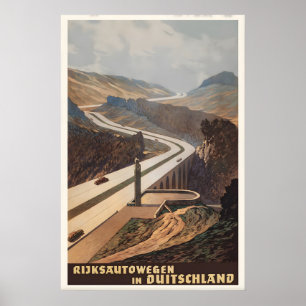 Rijksautowegen in Duitsland Vintage Reisposter Poster