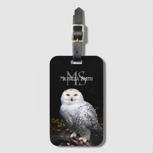 Rijkswintersnuffeluil (monogram) bagagelabel (Voorkant (verticaal))