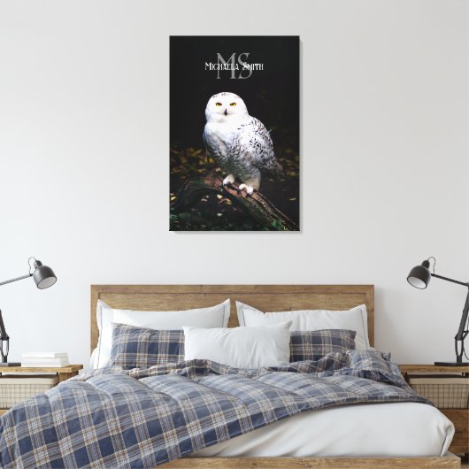 Rijkswintersnuffeluil (monogram) canvas afdruk (Insitu (Slaapkamer))