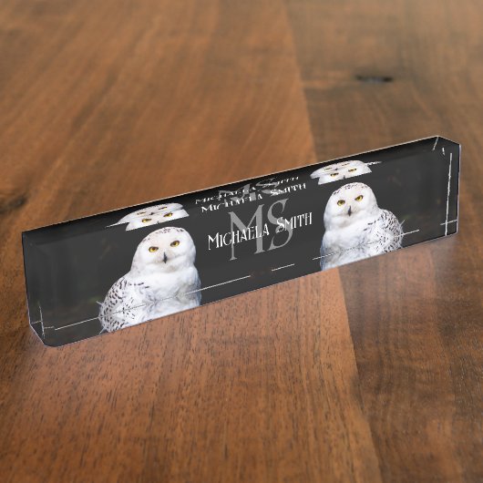 Rijkswintersnuffeluil (monogram) naambordje (Zijkant)