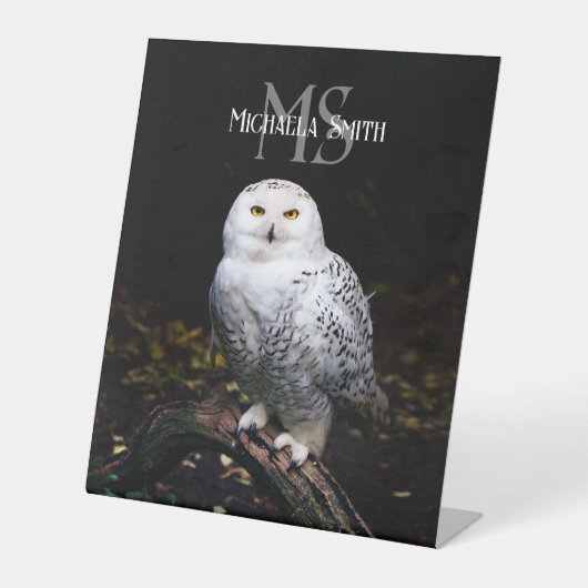 Rijkswintersnuffeluil (monogram) reclamebord met voetstuk (Voorkant)