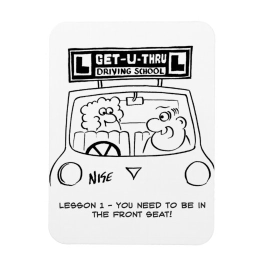 Rijles - Pupil op de verkeerde stoel Magneet (Verticaal)