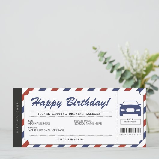 Rijlessen - Ticket Voucher-certificaat (Staand voorkant)