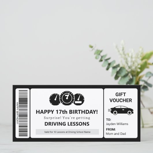 Rijlessen Voucher Sjabloon Cadeaubon (Staand voorkant)