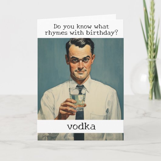 Rijmt met Verjaardag Wodka Retro Funny Kaart (Voorkant)