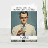 Rijmt op Verjaardags Wodka Retro Grappig Kaart (Voorkant)