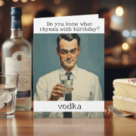 Rijmt op Verjaardags Wodka Retro Grappig Kaart