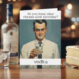 Rijmt op Verjaardags Wodka Retro Grappig Kaart