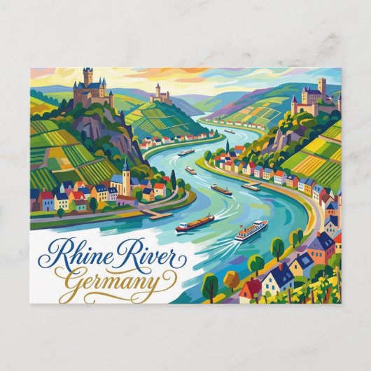 Rijn Duitsland Briefkaart (Voorkant)