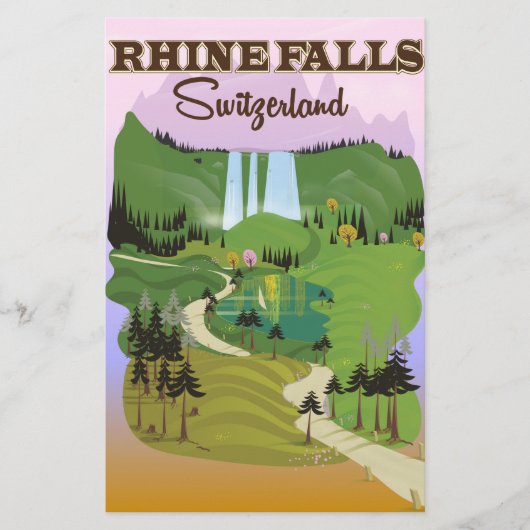 Rijn herfst Zwitserland reisposter Briefpapier (Voorkant)