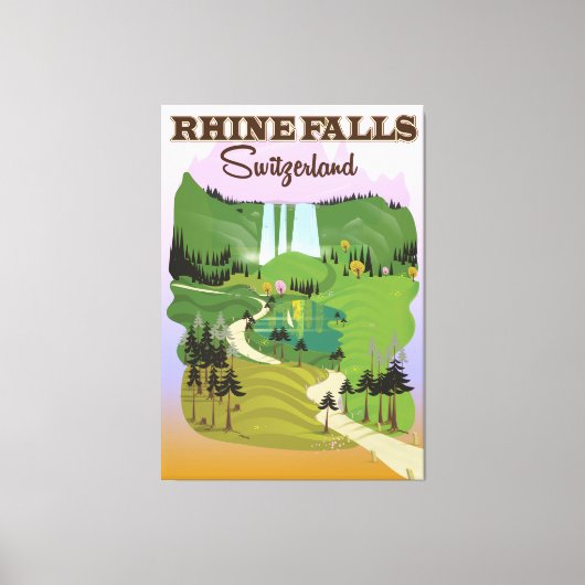 Rijn herfst Zwitserland reisposter Canvas Afdruk (Voorkant)
