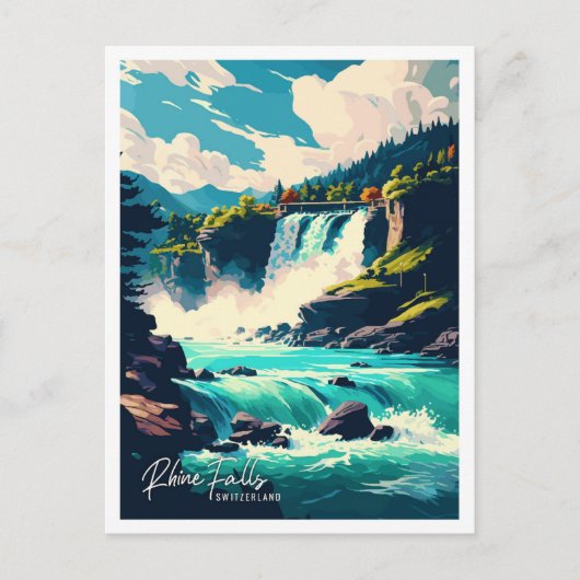 Rijn Herfsten Zwitserland reisillustratie Briefkaart (Voorkant)