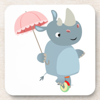 Rijn met Umbrella op Unicycle Onderzetters set