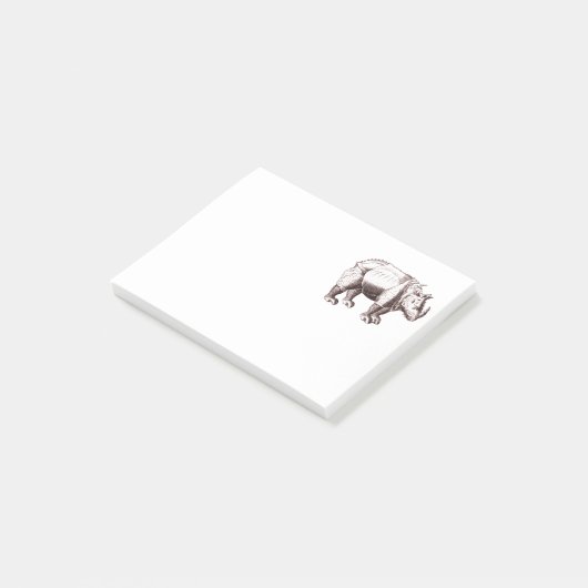Rijn - Renaissance Style Tekening van een Rhinocer Post-it® Notes (Schuin)