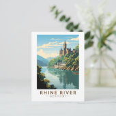 Rijn River Duitsland Sectie Reizen Kunst Vintage Briefkaart (Staand voorkant)