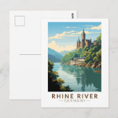 Rijn River Duitsland Sectie Reizen Kunst Vintage Briefkaart (Voorkant / Achterkant)