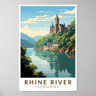 Rijn River Duitsland Sectie Reizen Kunst Vintage Poster