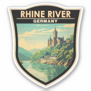 Rijn River Duitsland Sectie Reizen Kunst Vintage Sticker