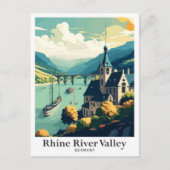 Rijn River Valley Art Vintage Travel Illustratie Briefkaart (Voorkant)