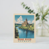 Rijn Rivier Duitsland Vintage Travel Briefkaart (Staand voorkant)