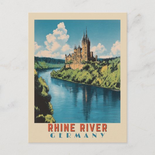 Rijn Rivier Duitsland Vintage Travel Briefkaart (Voorkant)