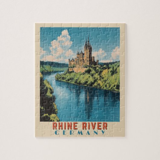 Rijn Rivier Duitsland Vintage Travel Legpuzzel (Verticaal)