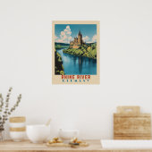 Rijn Rivier Duitsland Vintage Travel Poster (Keuken)