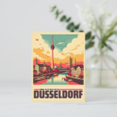 Rijn Toren Düsseldorf Rheinturm Duits cadeau Briefkaart (Staand voorkant)