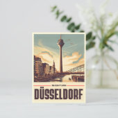 Rijn Toren Düsseldorf Rheinturm Duits cadeau Briefkaart (Staand voorkant)