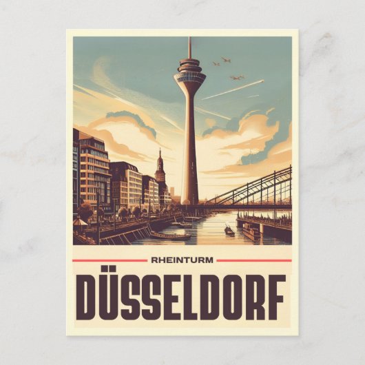 Rijn Toren Düsseldorf Rheinturm Duits cadeau Briefkaart (Voorkant)