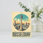 Rijn Toren Düsseldorf Rheinturm Duits cadeau Briefkaart (Staand voorkant)