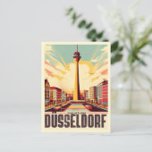 Rijn Toren Düsseldorf Rheinturm Duits cadeau Briefkaart (Staand voorkant)