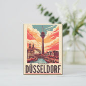 Rijn Toren Düsseldorf Rheinturm Duits cadeau Briefkaart (Staand voorkant)