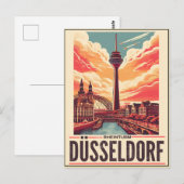 Rijn Toren Düsseldorf Rheinturm Duits cadeau Briefkaart (Voorkant / Achterkant)