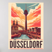 Rijn Toren Düsseldorf Rheinturm Duitse cadeau Poster (Voorkant)