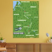 Rijnretro-reiskaart. Canvas afdrukken (Insitu (Woonkamer))