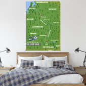 Rijnretro-reiskaart. Canvas afdrukken (Insitu (Slaapkamer))