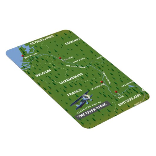 Rijnretro-reiskaart. Magnet Magneet (Rechterzijde)