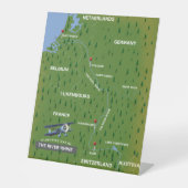 Rijnretro-reiskaart. Reclamebord Met Voetstuk (Voorkant)