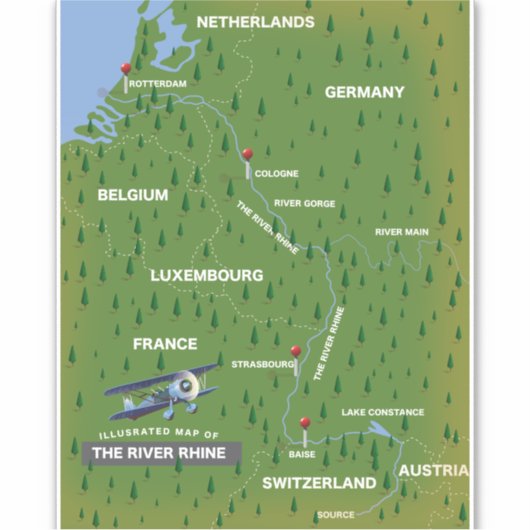 Rijnretro-reiskaart. Sticker (Voorkant)