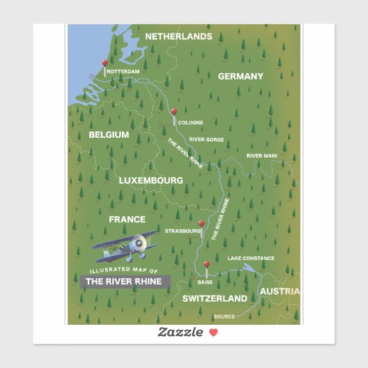Rijnretro-reiskaart. Sticker (Vel)