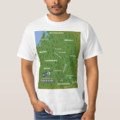 Rijnretro-reiskaart. T-shirt (Voorkant)